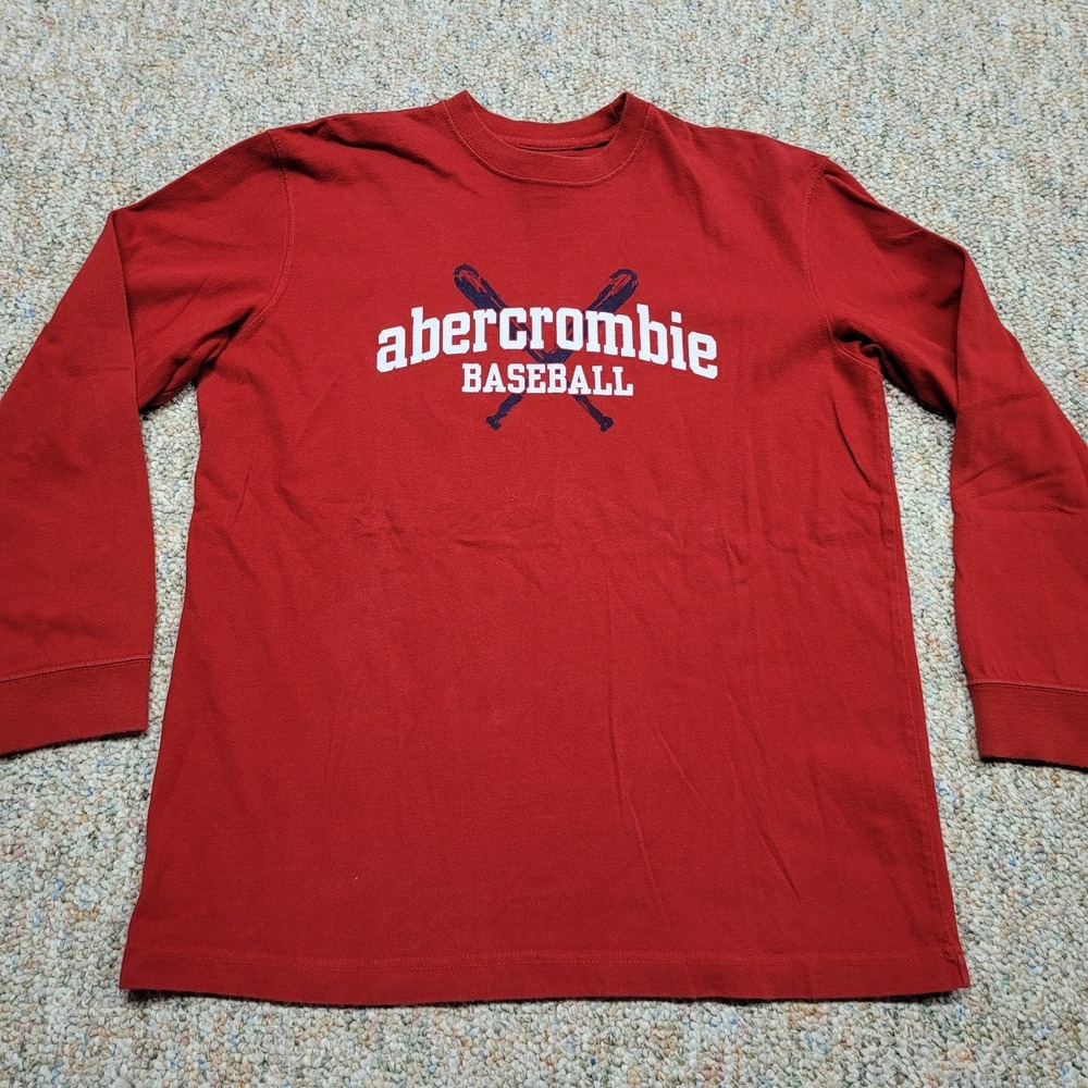 Abercrombie & Fitch Shirt Youth Large Red Long Sleeve Baseball Graphic‎ Logo Tee